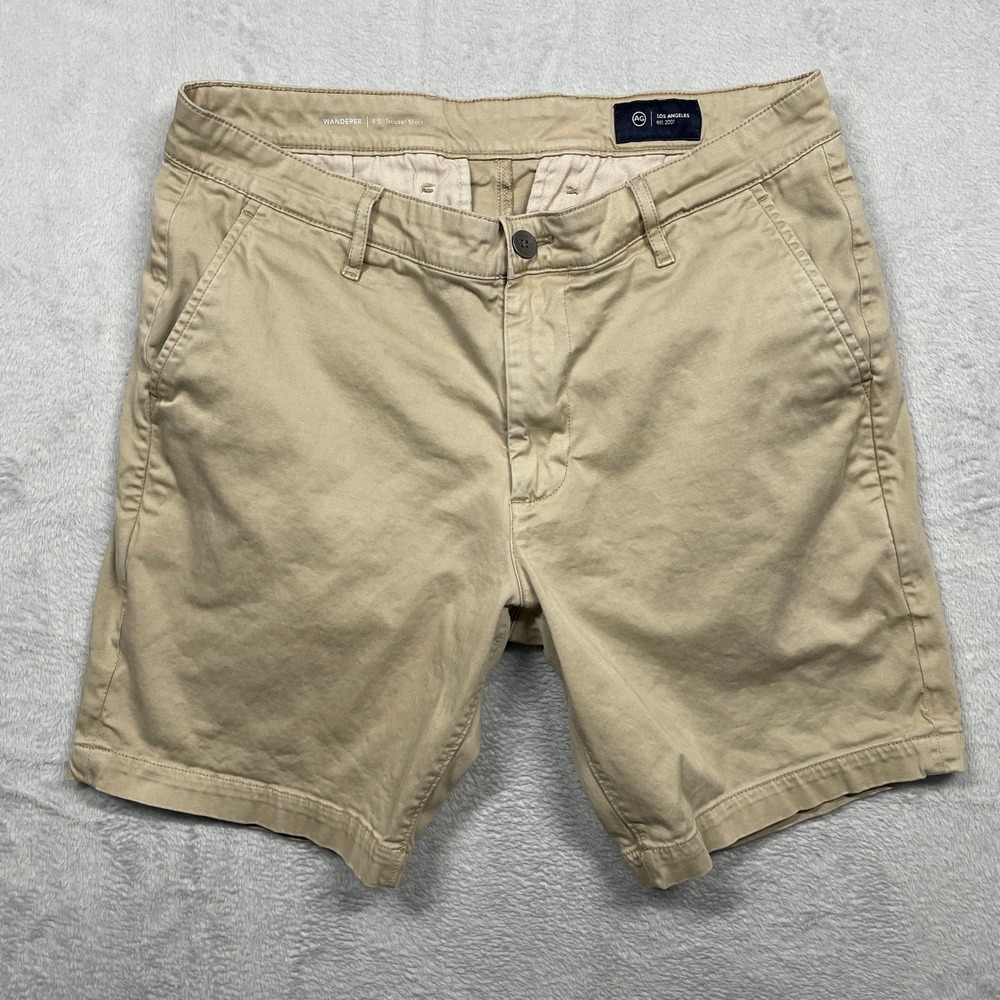 AG Adriano Goldschmied Wanderer Trouser Short Mens 32 Khaki Tan 8.5 Inseam